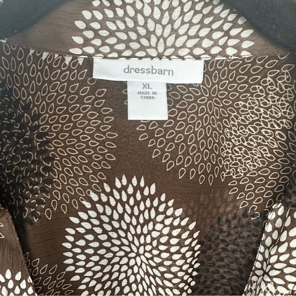 Dress Barn Women's Sheer Top Size XL Brown Sheer Y2K Babydoll Flutter Sleeve - Picture 5 of 9